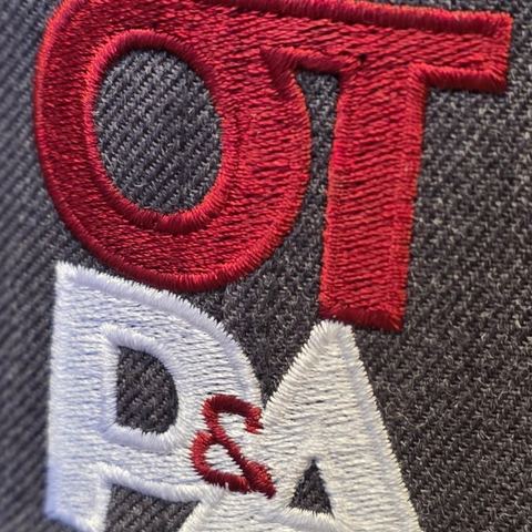 Flat embroidery on a gray cap