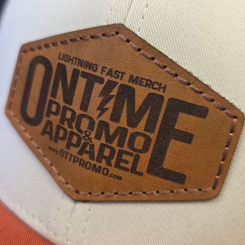 Leather patch on a cap