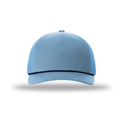 Richardson 112FPR Five-Panel Trucker Rope Cap – Columbia Blue/ Navy – front