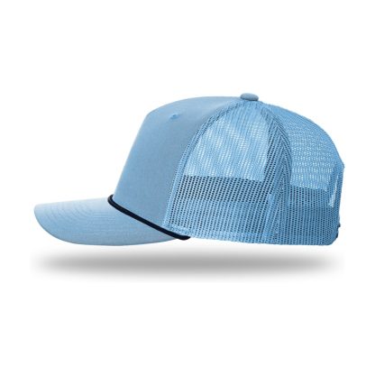 Richardson 112FPR Five-Panel Trucker Rope Cap – Columbia Blue/ Navy – left side