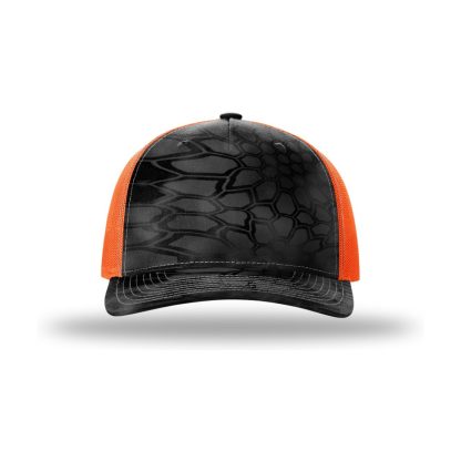 Richardson 112PFP Printed Five-Panel Trucker Cap – Kryptek Typhon/ Neon Orange – front