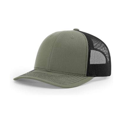 Richardson 112PL 112+ R-Flex Adjustable Trucker Cap – Loden Green/ Black – 3/4 view