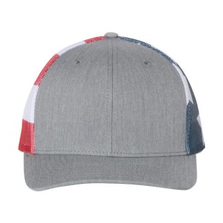 Richardson 112PM Printed Mesh Trucker Cap – Heather Grey/ Stars & Stripes