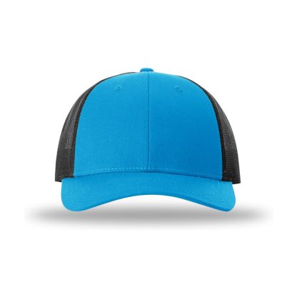 Richardson 115 Low Pro Trucker Cap – Cyan/ Black – front