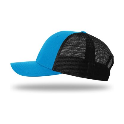 Richardson 115 Low Pro Trucker Cap – Cyan/ Black – left side