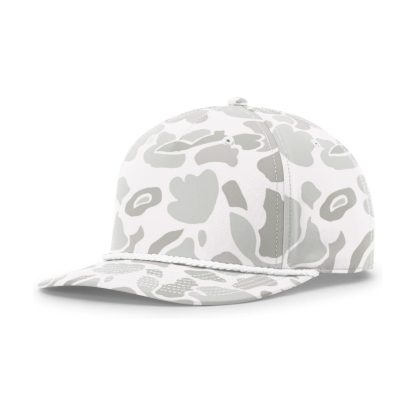 Richardson 258P Printed 5 Panel Classic Rope Hat – Blizzard Duck Camo/White – 3/4 view