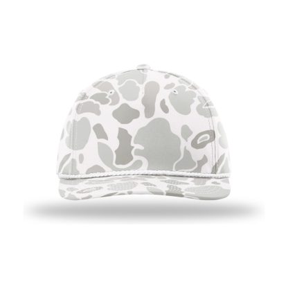 Richardson 258P Printed 5 Panel Classic Rope Hat – Blizzard Duck Camo/White – front