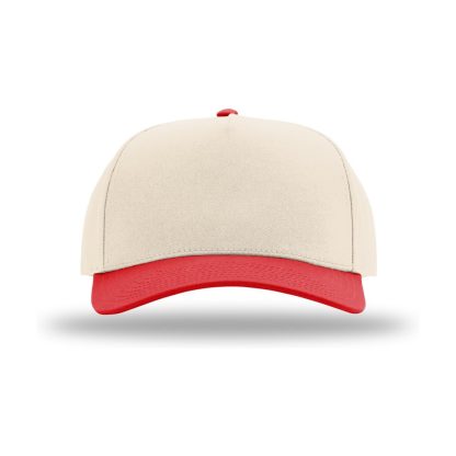Richardson 323FPC Full Fabric Five-Panel Champ Cap – Cream/ Red – front