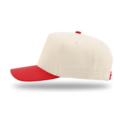 Richardson 323FPC Full Fabric Five-Panel Champ Cap – Cream/ Red – left side