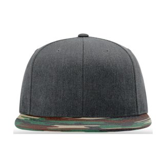 Richardson 510 Acrylic-Wool Blend Flatbill Snapback Hat – Heather Charcoal/Green Camo