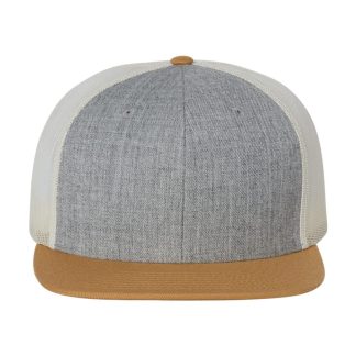 Richardson 511 Wool Blend Flat Bill Trucker Cap – Heather Grey/ Birch/ Biscuit